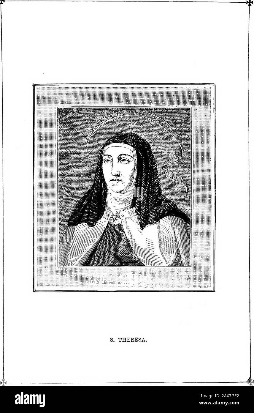 La vita dei santi . a lei o a loro. Finalmente, dopo la Compagnia di Gesù, Baltazar Alvarez, venne a Avila, e con il consiglio del suo amico laico e del sacerdote, fu chiamato a consultarsi sulle sue visioni. Questo padre atonce capì il suo caso, come lei credeva. Egli mi incoraggiò molto e mi disse che la mia preghiera era molto testimoniata dallo Spirito di Dio. Poco dopo, San Francesco Borgiacame ad Avila, e S. Teresa gli parlò, lo diedero per conto del suo modo di preghiera, delle sue tranze, delle sue visioni. Egli le assicurò subito che venivano da Dio.I suoi ex confessori l'avevano proibita Foto Stock