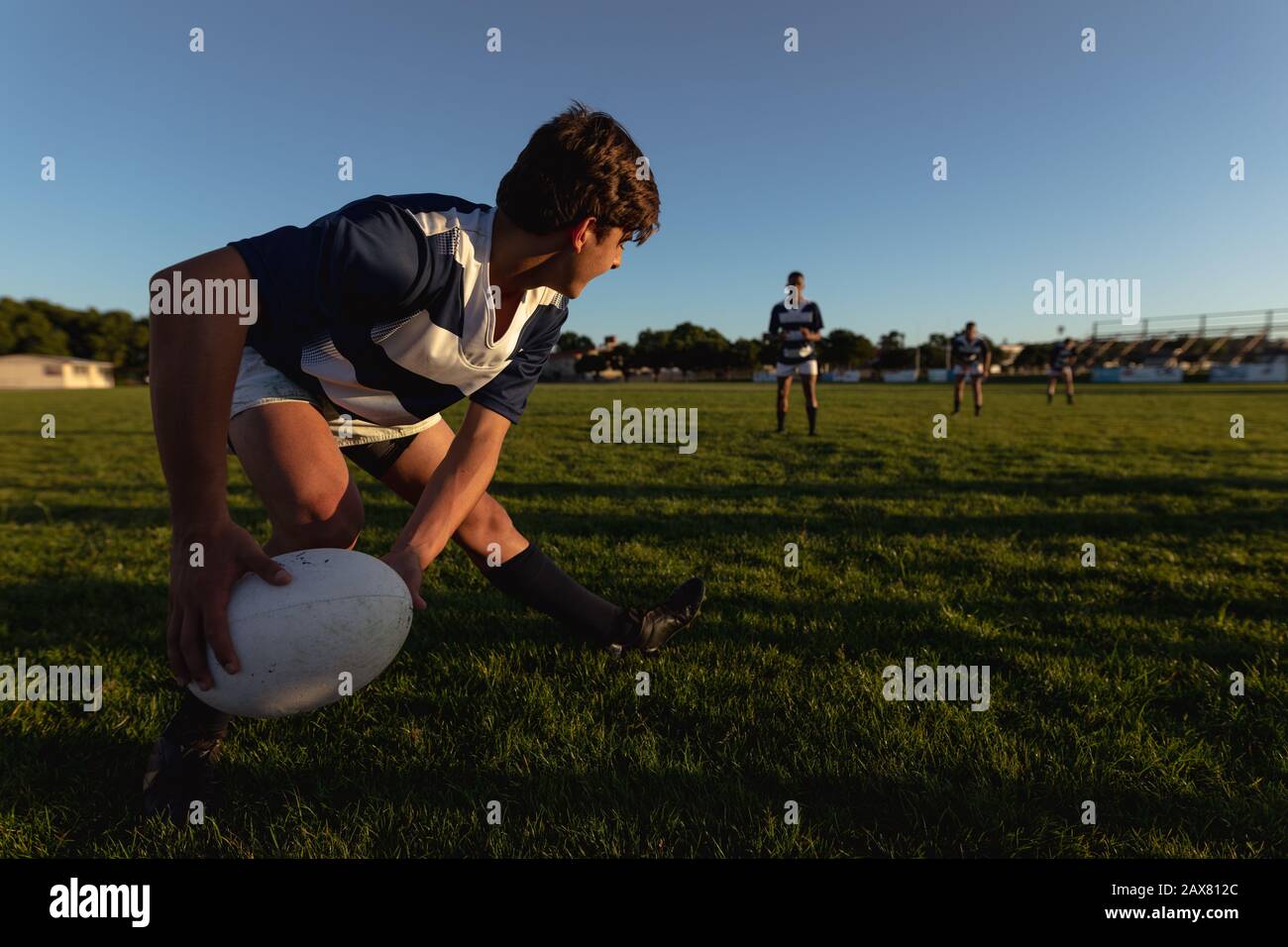 Giocatori di rugby Foto Stock