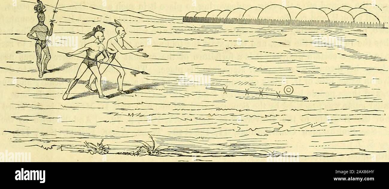Le antichità del Wisconsin : come intervistato e descritto . Due terzi di dimensioni naturali. Colore, perforato; senza dubbio destinato ad essere utilizzato nel gioco indiano di tchung-kee, come descritto da Catlin.1 1 I Mandans hanno un gioco che si può dire essere il loro divertimento preferito, e sconosciuto alle altre tribù su di loro. Il gioco è tchung-kee (vedere Fig. 59), una bella esercitazione atletica che sembrano essere quasi incessantemente esercitandosi mentre il tempo è giusto ed hanno nient'altro ofmoment chiedere la loro attenzione. Questo gioco è decisamente il loro divertimento preferito, ed è giocatovicino al aneto Foto Stock