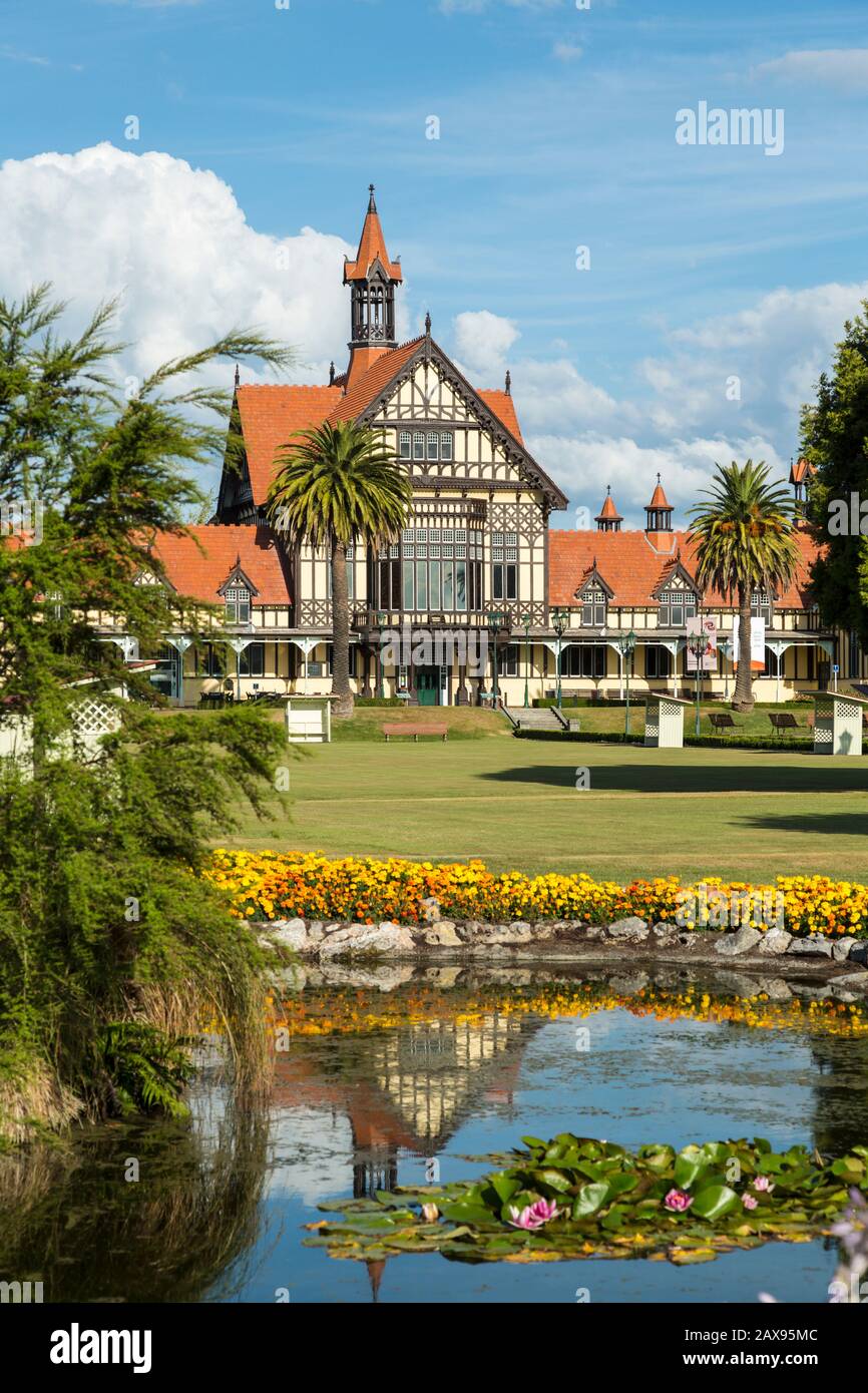 Bath House, museo, a Rotorua, Nuova Zelanda Foto Stock