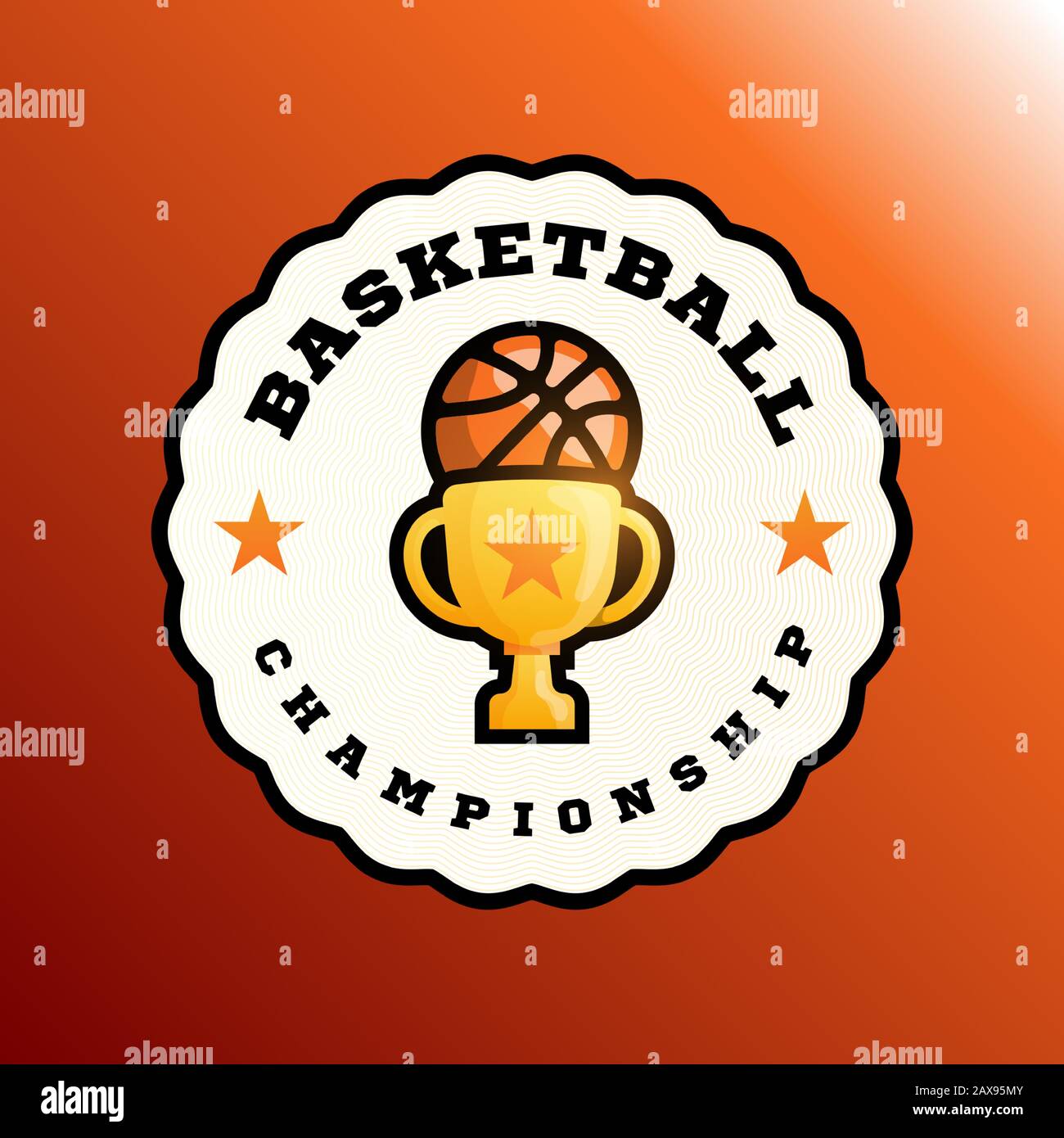 Logo Champion Basketball Vector. Moderna palla da basket professionale Typography sport in stile retrò vettore emblema e modello logo design. Stree Illustrazione Vettoriale
