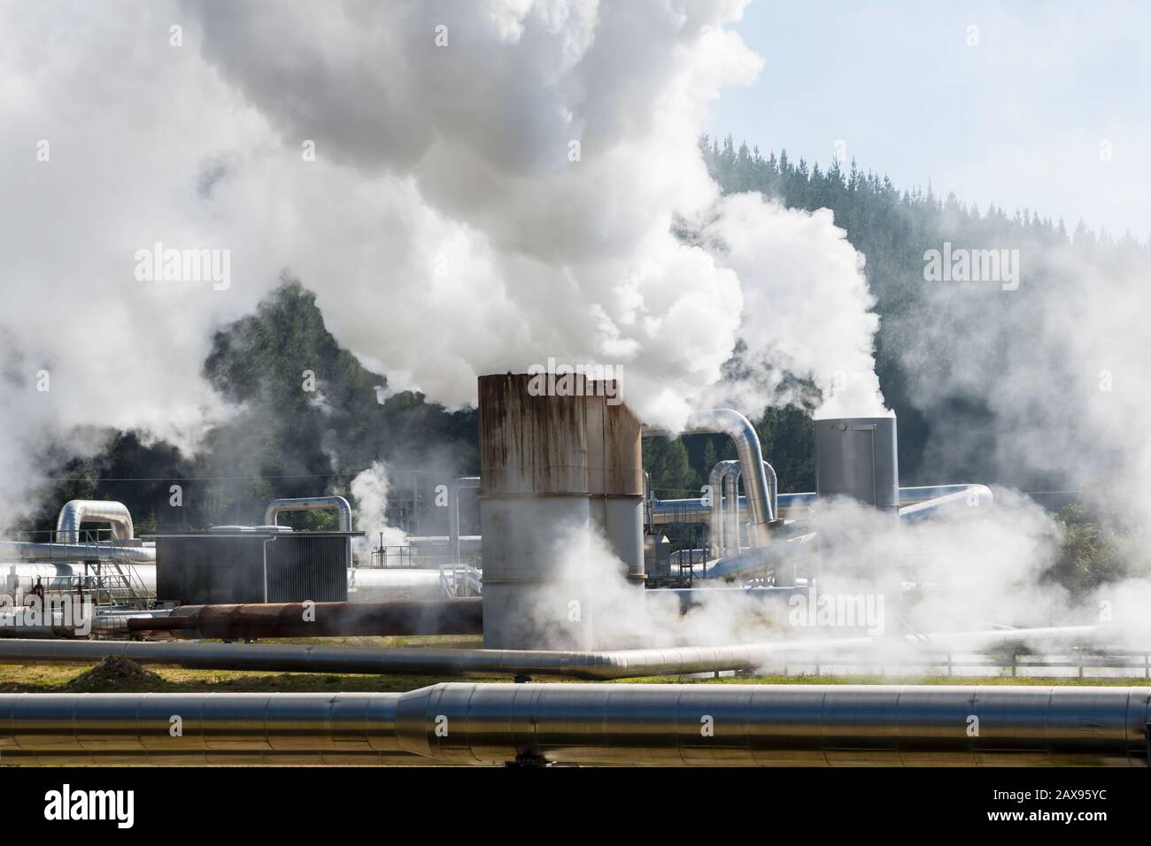 Centrale geotermica di Wairakei, Nuova Zelanda Foto Stock