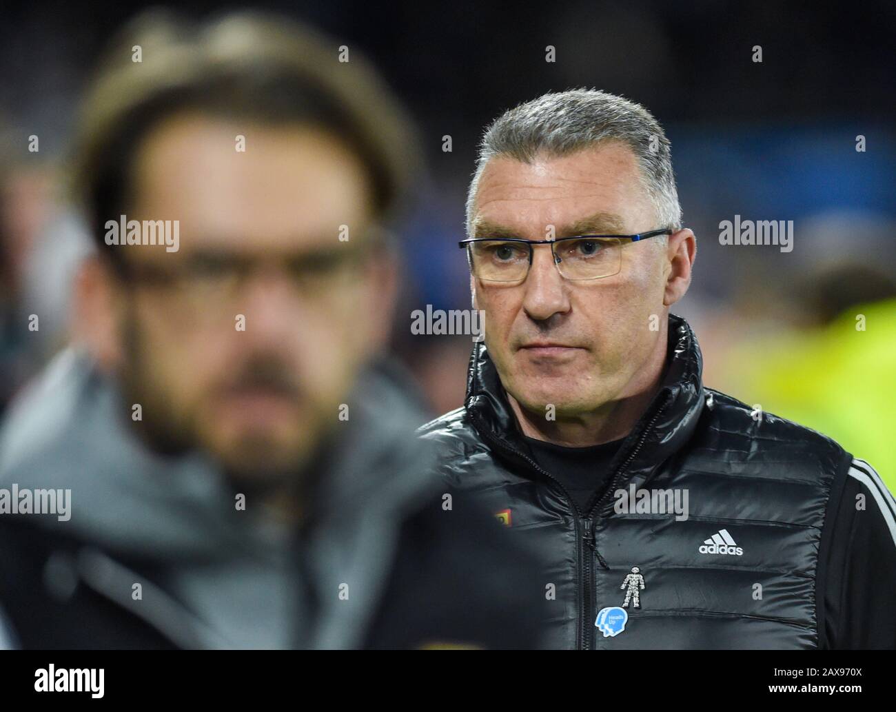 Nigel Pearson il coach di Watford durante la partita della Premier League tra Brighton e Hove Albion e Watford allo stadio Amex Brighton, Regno Unito - 8th Febbraio 2020 - solo per uso editoriale. Nessun merchandising. Per le immagini di calcio si applicano le restrizioni fa e Premier League inc. Nessun utilizzo di internet/mobile senza licenza FAPL - per i dettagli contattare Football Dataco Foto Stock