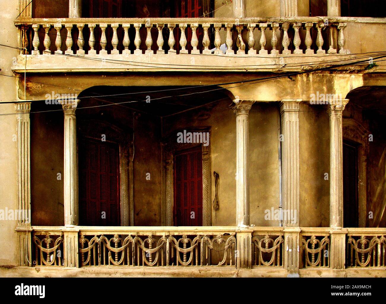 Vecchio balcone, Libano. Foto Stock