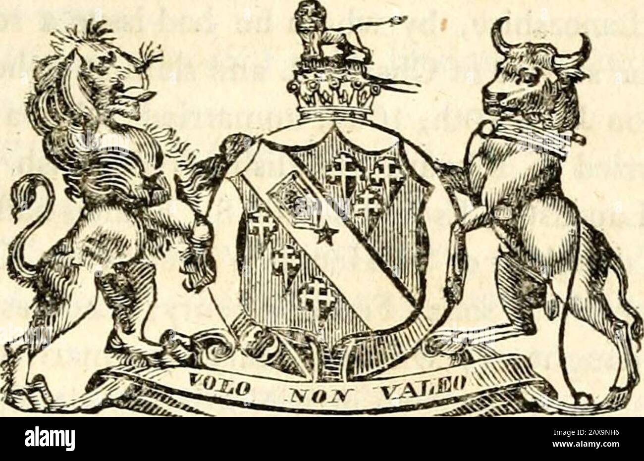 Il peerage di Collins dell'Inghilterra; genealogico, biografico e storico. Altipiano di New Windsor, e governatore del castello di Windsor. Titoli. James Brudenell, Conte Di Cardigan, Baron Brudenell, Di Stanton Wivill E Baronet. Creazioni. Baronet, giugno 29th, 16II, g Jac. 1,5 BaronBrudenell, di Stanton Wivill in com. Leic. Con lettere patent^ 500 PEERAGE D'INGHILTERRA. Aprile 26th, 1627,3 Auto. I.; conte della contea di Cardigan, aprile del 51, 1661, 13 Auto. II.; Baron Brudenell, ottobre 17th, 178O. Braccia. Argent, un chevron. Gules, tra tre meridioni, Azure. Cresta. Su una corona un cavallo di mare, vero, alettato. Foto Stock