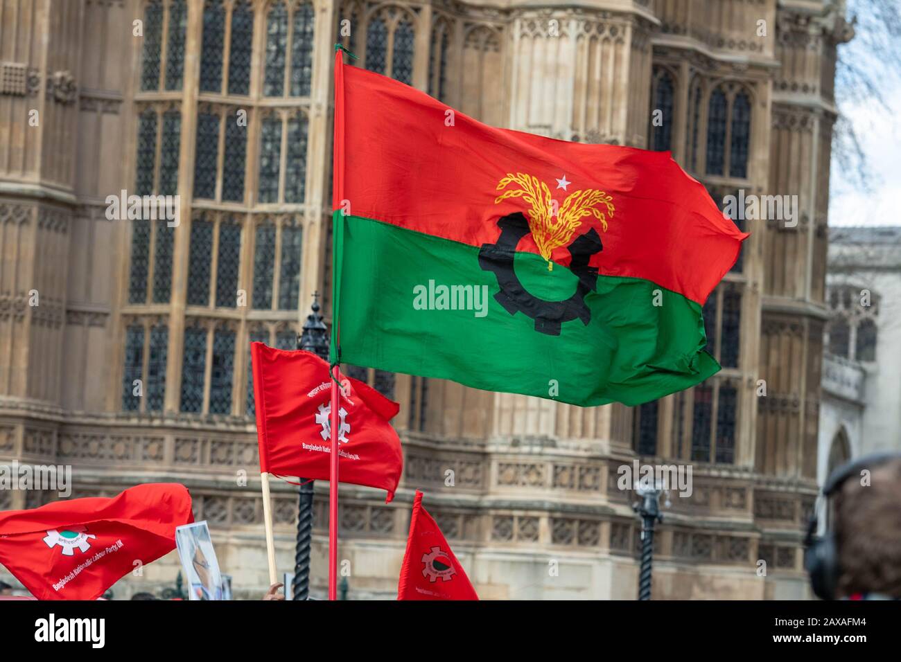 Londra, Regno Unito. 11th Feb, 2020. I membri del Partito nazionalista del Bangladesh partecipano a una grande e rumorosa protesta di fronte alle Houses of Parliament per protestare contro la presunta detenzione illegale di leader di partito in Bangladesh Credit: Ian Davidson/Alamy Live News Foto Stock