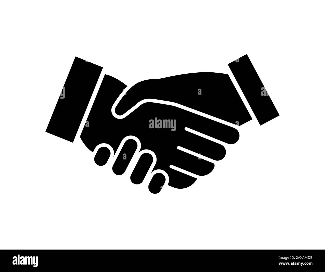 Icona di handshake simbolo di accordo. Illustrazione del contratto commerciale su sfondo bianco. Segno di relazione. EPS 10 Foto Stock