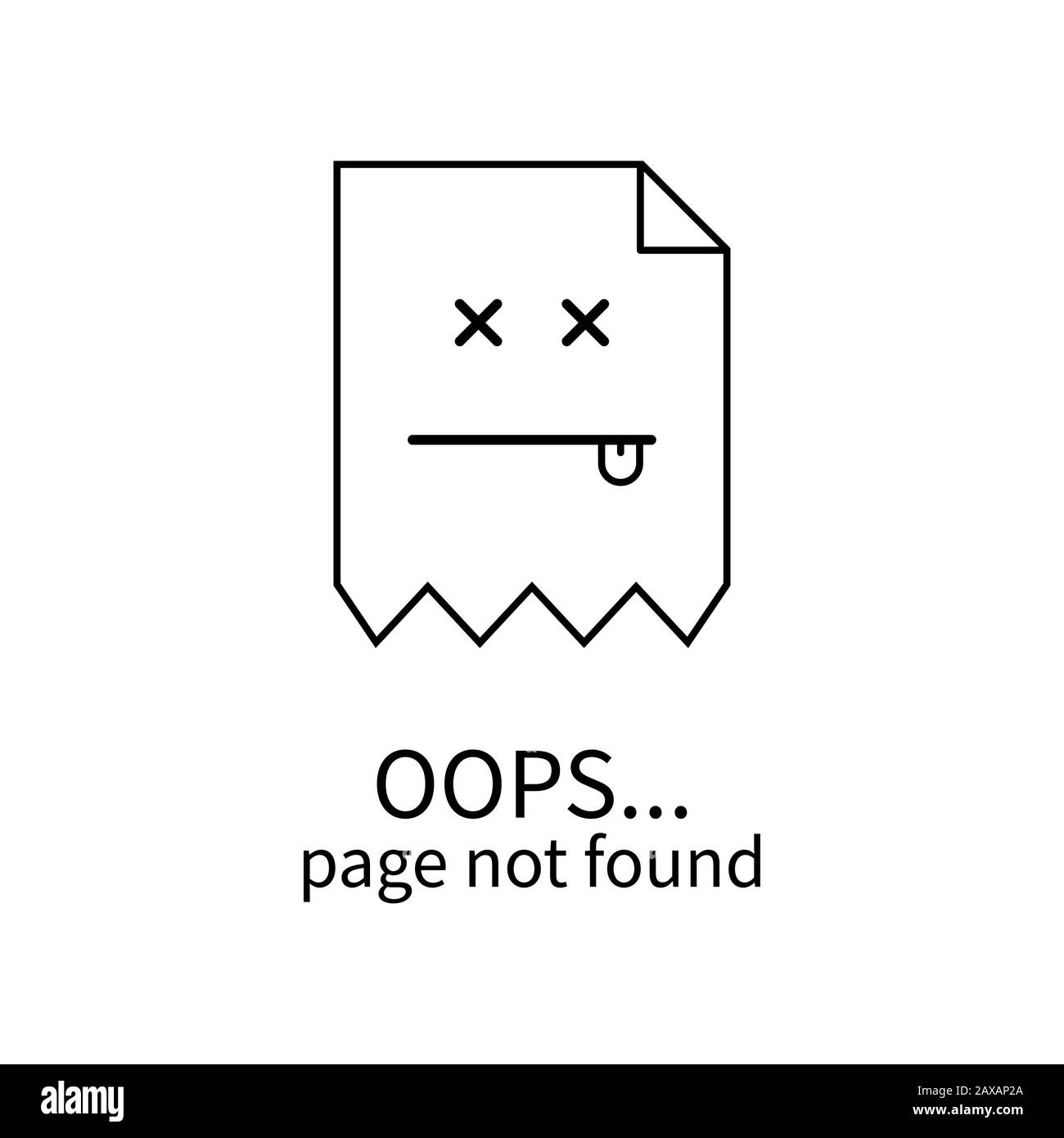 Icona del modello di errore. Sito morto. Pagina non trovata 404. Problemi con il sistema. EPS 10 Foto Stock