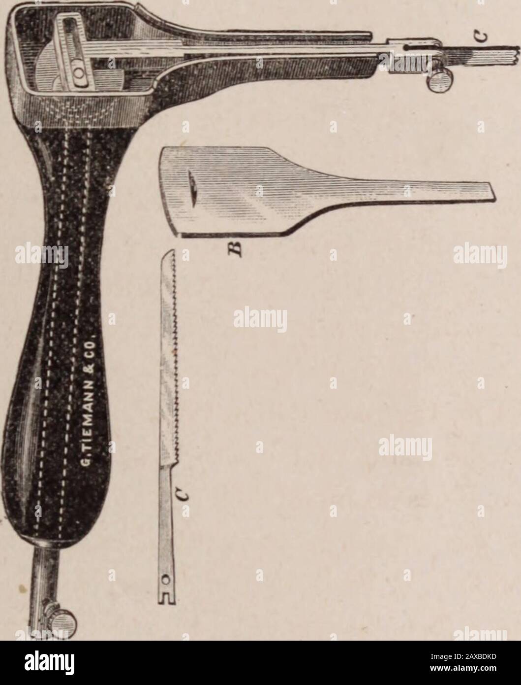 Buffalo Medical and chirurgico journal . malattia di arkinsons (paralisi agitans) i pazienti hanno espe-rienced molto sollievo. Due casi sono stati sotto osservazione, eentrambi sono ben soddisfatti dei risultati della sospensione. La Therigidity e la rigidità hanno dato il posto ad un grado grande. Le Thesensations del caleur (lusinghe) hanno abato, il sonno ha simproved e il gait è diventato meno affaticante. Il tremore, tuttavia, non ha mostrato alcun segno di sparizione, rimane persistente come sempre. 5 Rue Rollin, Parigi. NUOVI STRUMENTI. 671 ileto Instruments. SEGA NASALE MECCANICA. Di FRANK HAMILTON POTTER, M. D., Bu Foto Stock