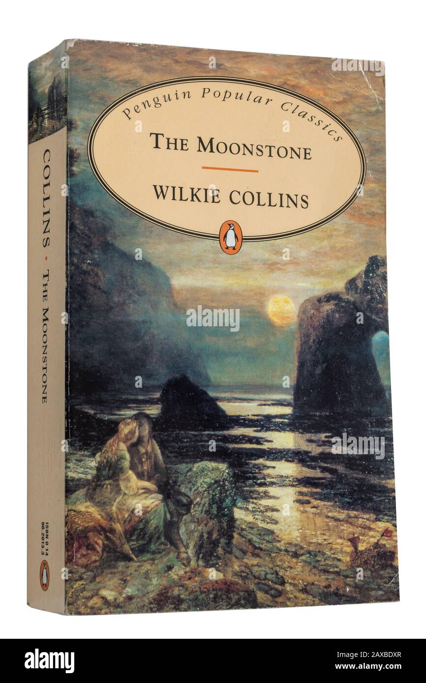 The Moonstone, un romanzo detective classico di Wilkie Collins, libro cartaceo Foto Stock