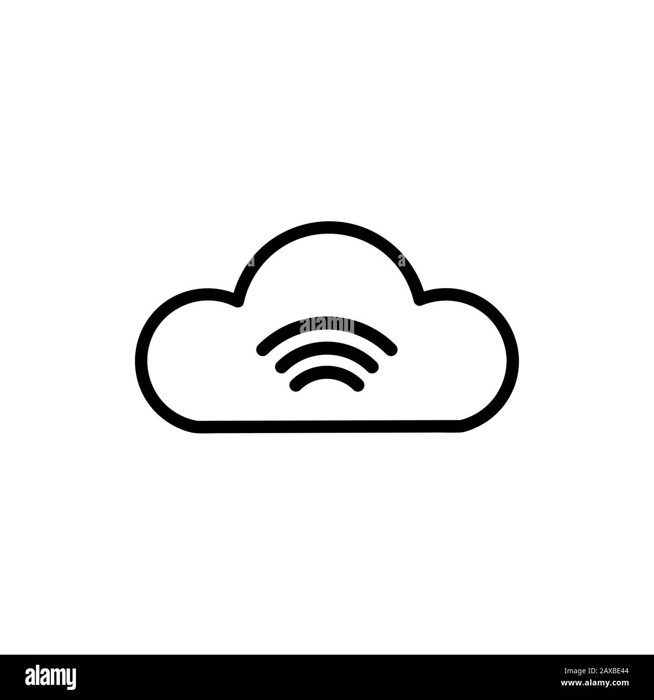 Icona nuvola con onde all'interno. Icone della tecnologia Internet. Applicazione mobile. EPS10 Foto Stock