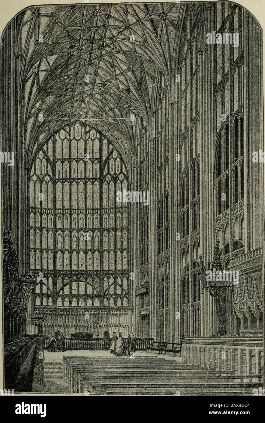 La nazione britannica una storia / di George MWrong . Finestra Fekpendicolare, St. Marys, Warwick, circa 1390.Nota la prevalenza di linee rette. Ierpendullak Interior, Gloucester Cathedral, circa 1355.Nota l'immensa finestra e la bella pietra vaulting del tetto, afiatura dello stile Perpendicolare.259 260 LA NAZIONE BRITANNICA Foto Stock