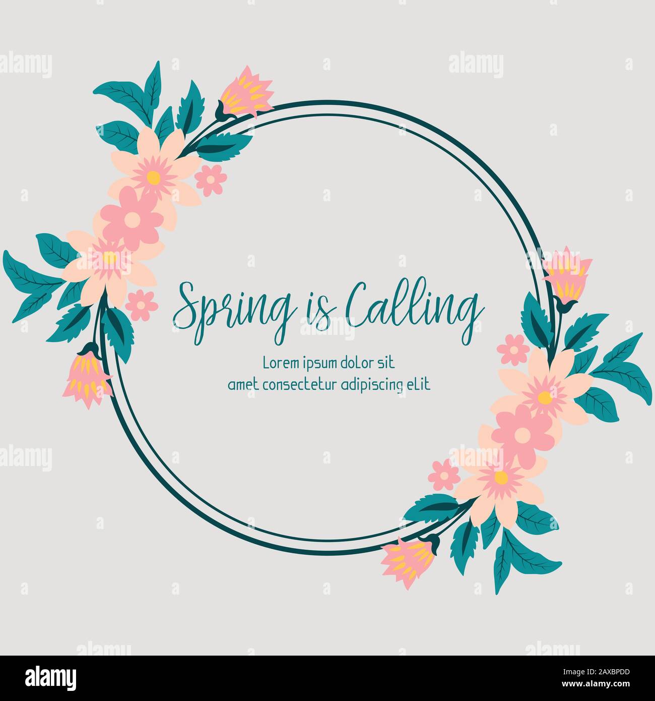 Cornice carina con bella cornice in foglie, per la primavera chiamata  poster design. Vettore Immagine e Vettoriale - Alamy