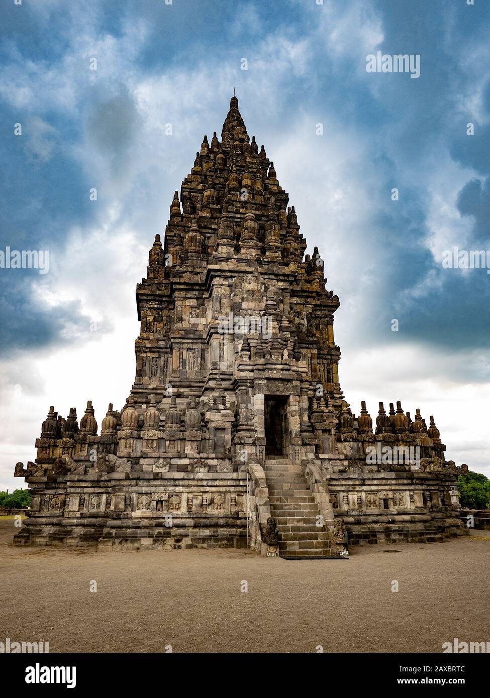 Tempio di Prambanan Yogyakarta Indonesia Java, il più grande complesso di templi indù Foto Stock