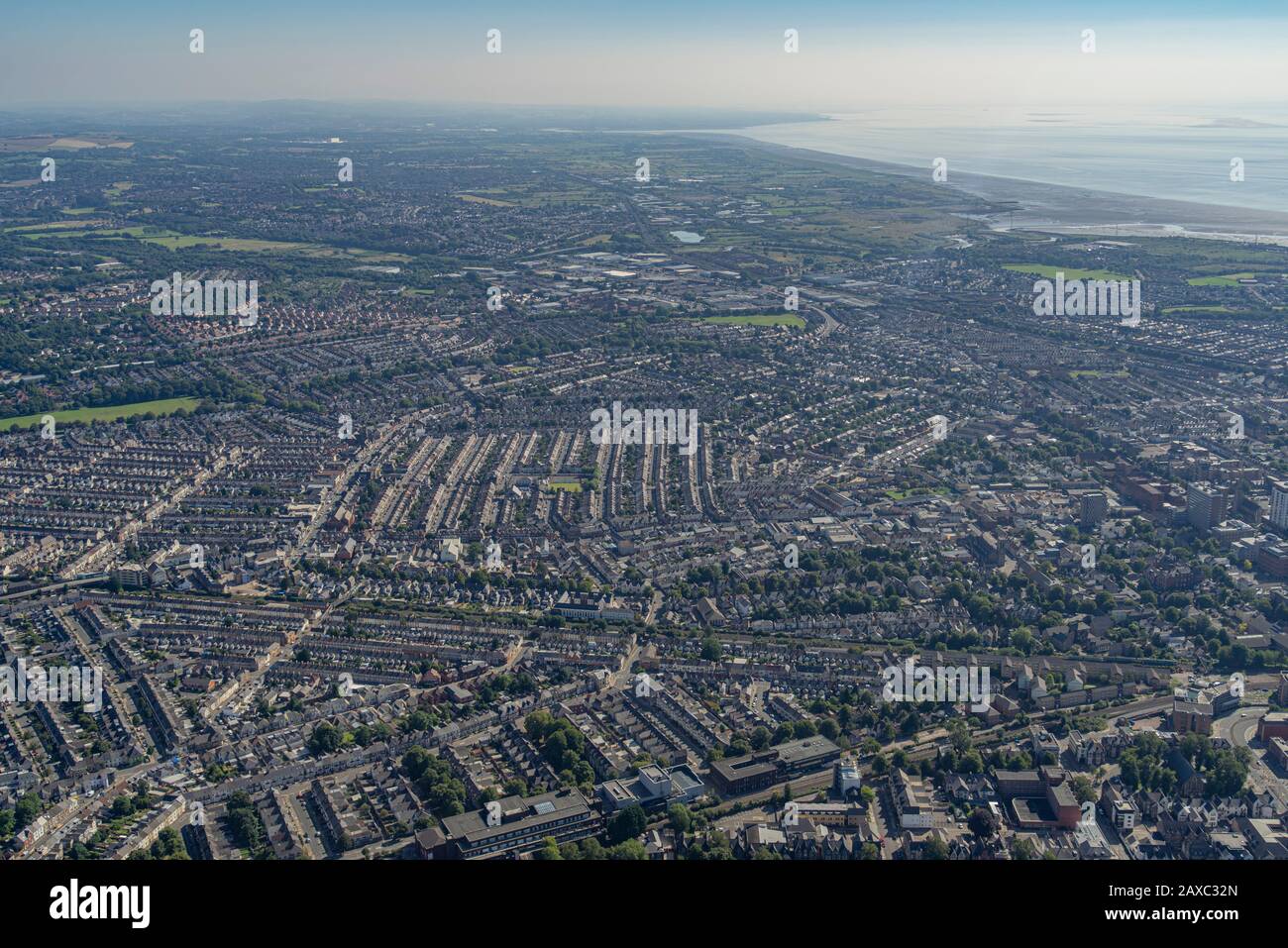 Vedute aeree del centro di Cardiff, la capitale del Galles Foto Stock