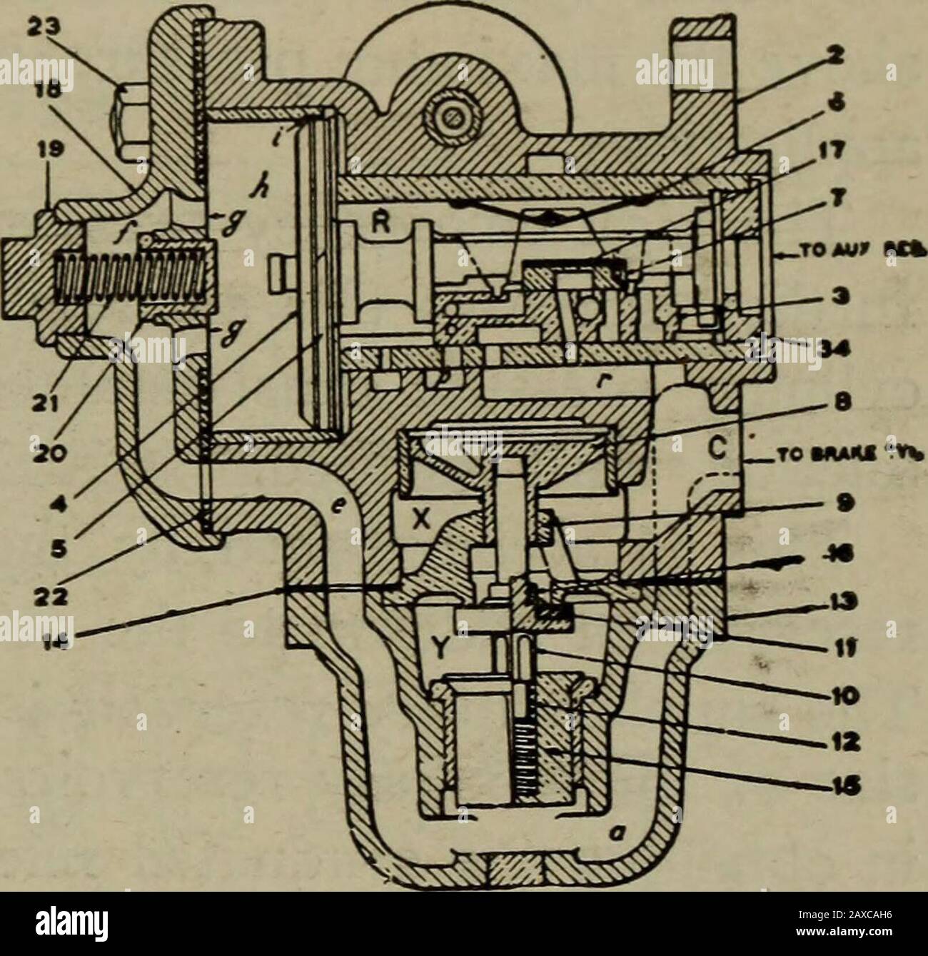 Cyclopedia di ingegneria locomotiva, con domande di esame e risposte; un manuale pratico sulla cura e gestione delle locomotive moderne. -32. F.3K 349. LA VALVOLA TRIPLA TIPO L 2ND. Servizio rapido, mediante il quale un'azione di manutenzione in serie molto rapida dei freni in tutto il treno è fatta in modo da essere vulcanizzata, simile a quella in applicazioni di emergenza, ma in grado di diminuire. Ciò rende sicura la pronta ed uniforme applicazione di tutti i freni del treno, che corrisponde ad aumentare la rapidità e l'efficacia di qualsiasi riduzione del tubo del freno a givene quindi praticamente eliminatadalla necessità del Foto Stock