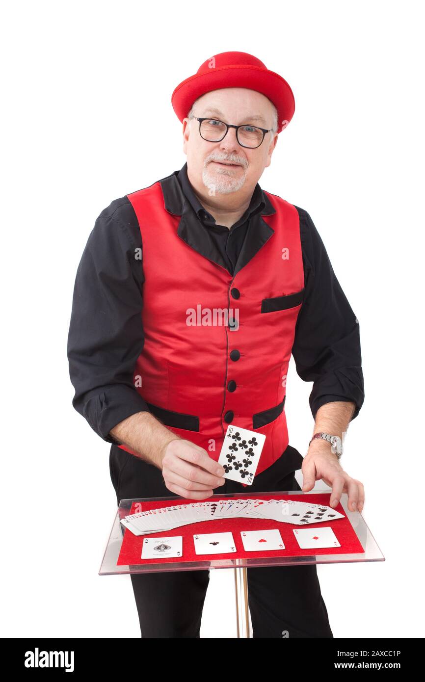 Un animatore di bambini che fa trucchi Foto Stock