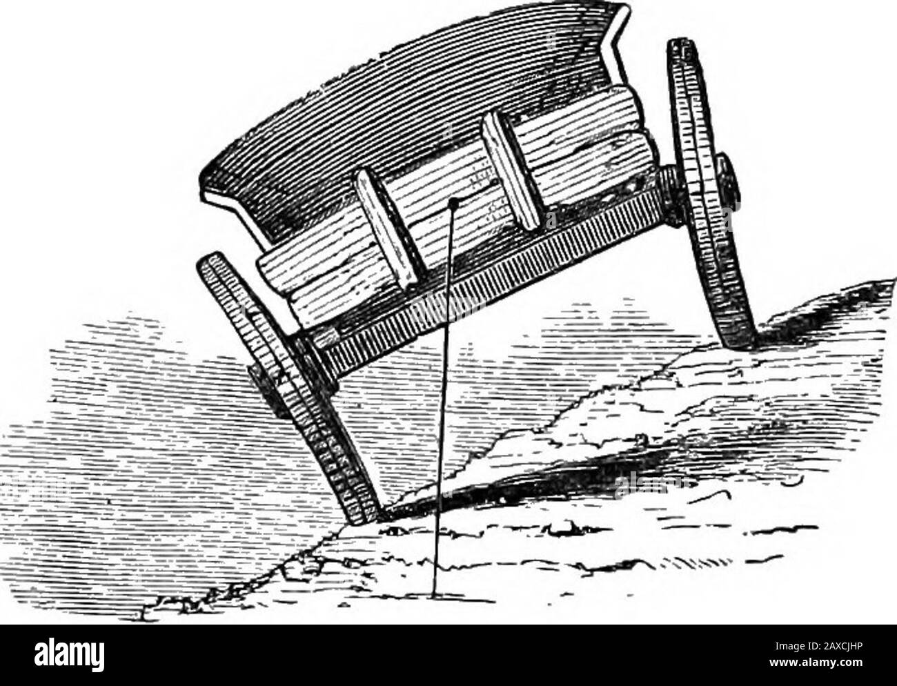 Amusements scientifici . chiodo diretto intothe tavolo. Sarà trovato che la chiave equilibrerà, andeven muoverà sulla testa del chiodo, senza cadere.Il peso, è sotto il tavolo, ed il centro di gravityis esattamente sotto il punto di sospensione. Un altro esperimento semplice può rivelarsi divertente. Intoun pezzo di legno inserire i punti di due coltelli, e unal centro dell'estremità della barra inserire un ago tra le maniglie dei coltelli. Il legno. Ed i coltelli possono thenbe equilibrato su un altro ago fissato in un sughero a A. possiamo concludere questo capitolo sommando in parole di afew che cosa il centro di gravità i Foto Stock