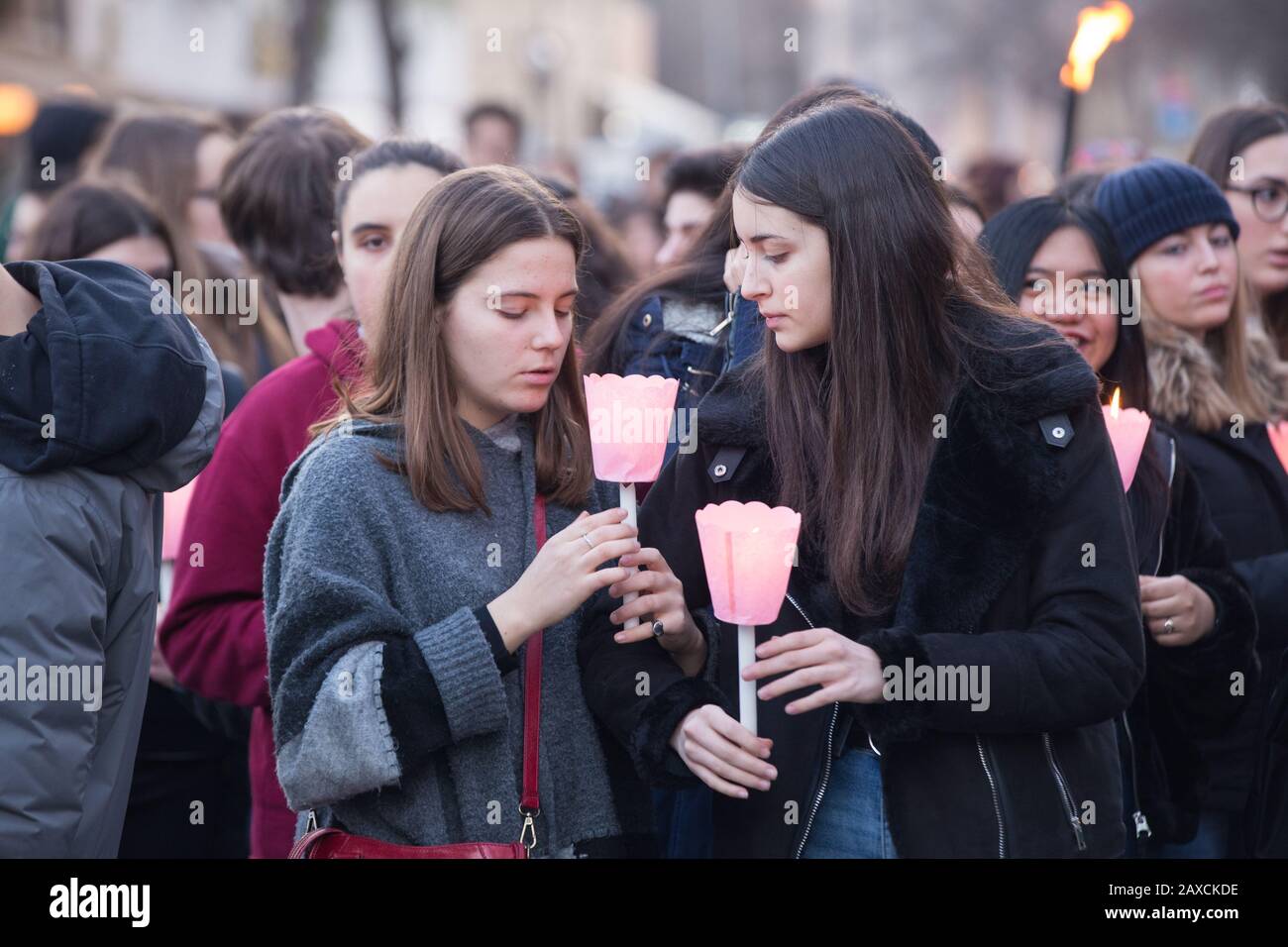 Roma Italia 11th Feb 2020 Fiaccolata In Memoria Di Gaia Von Freymann E Camilla Romagnoli Le Due Ragazze Di 16 Anni Uccise Da Una Macchina In Corso Francia A Roma La Notte