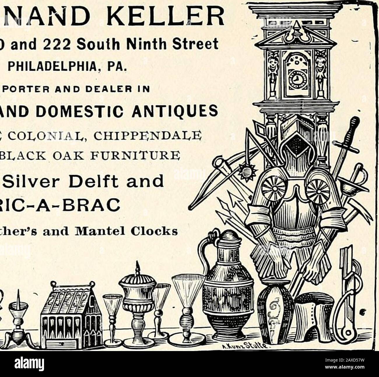 Catalogo scolastico, 1897-1898 . Ferdinand KELLER 216-218-220 e 222 South Ninth Street PHILADELPHIA, Pennsylvania. Importatore E COMMERCIANTE DI ANTIQUARIATO STRANIERO E NAZIONALE antico; coloniale, chippendaler- e mobili di quercia nera Cina, argento Delft e BRIC-A-BRAC Nonni e Mantel Clocks. Oculists PfesCPiptions una specialità Ha Stabilito 1853 Joseph Zcntmayep ;|Vranufactai«ing Optician Voup medico cuilli?eomtnend Us 209 S. EIiEVEflTfl ST. PHIIiflDEIiPHIH CARL OESTEREICHESIGNER E MAKERCABINET WORKFURNITUREDECORATION 217-219 QUINCE ST.Telephone PHILADELPHIA IV 3 Scuola di Hrt industriale della Pennsylv Foto Stock