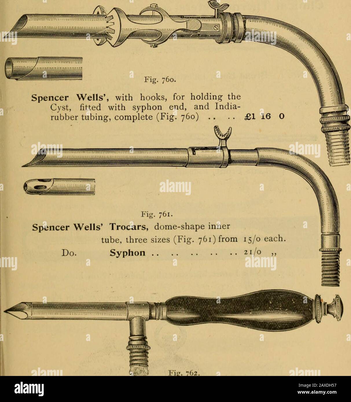 Catalogo di strumenti per chirurghi e applicazioni mediche apparecchiature elettroterapeutiche per la chirurgia e la sala malati, cassapanche mediche, ecc . Fig. 759-Lawson Taits, nel caso del marocco (Fig. 759) £2 5 0. Fig. :• 2.Spencer Wells Trocar, con ramo laterale, tre misure (Fig. 762) 16/0, 20/0, e 24/0 ciascuno. Regolatori Filo da sutura, bozemanns, maniglia Ebony 5/0 ciascuno.Do. Do. Sims 5/0 » 184 James Woolley, Sons & Co., Ltd., Manchester. Sezione XIV. Strumenti vari per la diagnosi, la ricerca e altri Scopi. I termometri clinici, di produzione inglese, garantiscono la precisione nel Formato Hh di A. Foto Stock