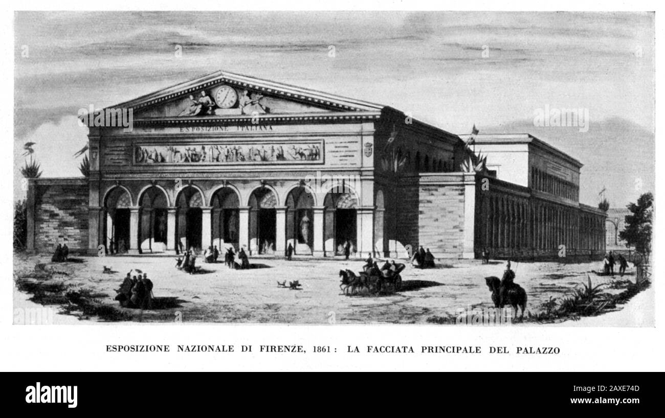 1861 , FIRENZE, ITALIA : il Palazzo DELL'ESPOSIZIONE NAZIONALE a FIRENZE (oggi STAZIONE LEOPOLDA ). - EXPO - ARCHITETTURA - ARCHITETTURA - ITALIA - FOTO STORICHE - STORIA - GEOGRAFIA - GEOGRAFIA - PALAZZO DELL'ESPOSIZIONE ITALIANA - INCISIONE - INCISIONE - GEOGRAFIA - GEOGRAFIA - FOTO STORICHE - STORIA - STORICO - STILE NEOCLASSICO - NEOCLASSICISMO - NEOCLASSISMO - NEOCLASSICO - ARCHITETTURA - ARCHITETTURA - UNITA' D'ITALIA - RISORGIMENTO © ARCHIVIO GBB / Foto Stock