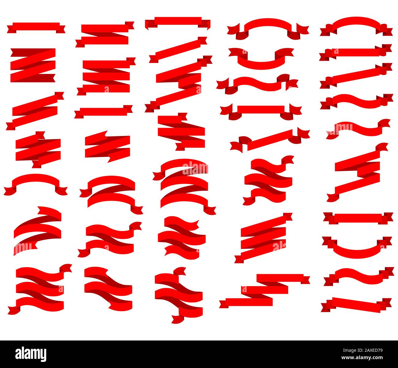 set di banner a nastro rossi Foto Stock