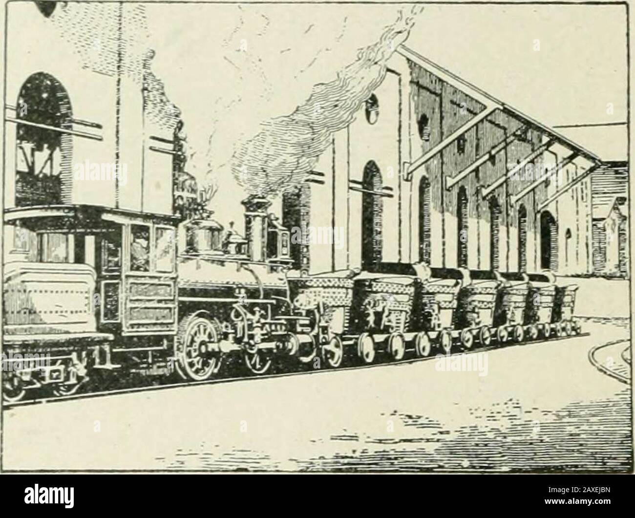 La storia interna della Carnegie Steel Company, un romanticismo di milioni . o vedere che cosa essere-viene dei maiali di ferro non appena theyare freddo abbastanza tobe estratto dai loro stampi. Negli ultimi giorni sono stati usuallyconverted in ferro battuto in luoghi come i mulini dell'Unione. Messi in un fornace di puddling - un forno con un pavimento concavo - con una certa quantità di minerale per fetling, sono stati riduttati forma liquida e bolliti e agitati circa fino a quando la maggior parte delle impurità sono state cacciate. Quando la massa gorgogliante si addensò e assunse una consistenza pastosa, il pudddler passò un lungo barattraverso una piccola apertura nel Th Foto Stock