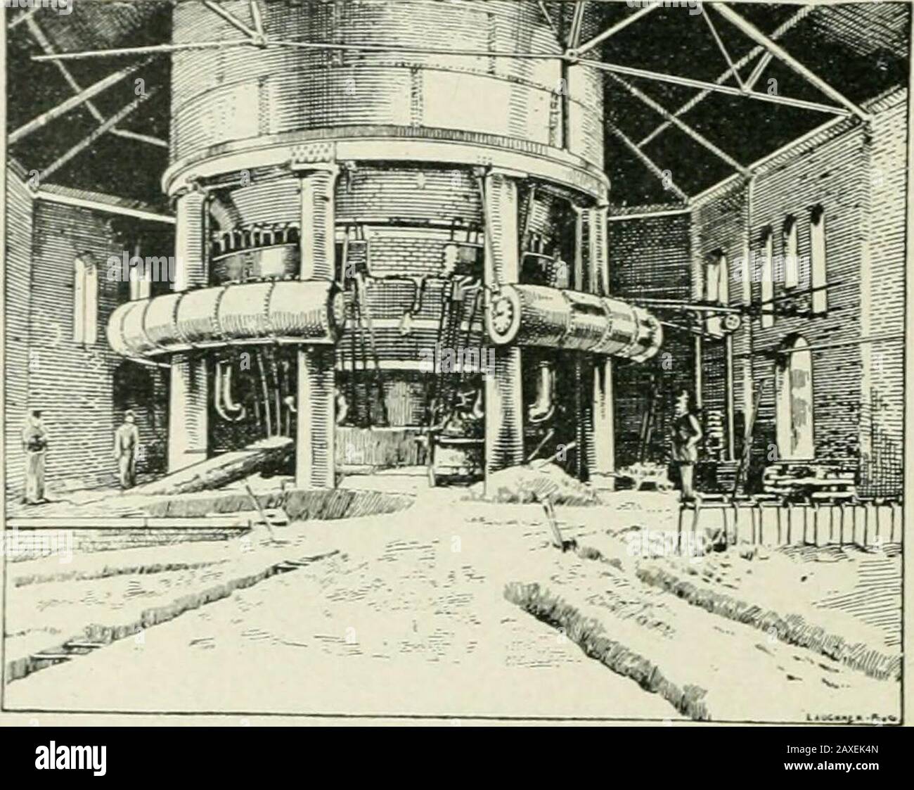 La storia interiore della Carnegie Steel Company, un romanticismo di  milioni di persone . Disegnare il coke finito. Si osserva anche il metodo  di carica del carbone grezzo. È caduto dall'asino-automobile attraverso