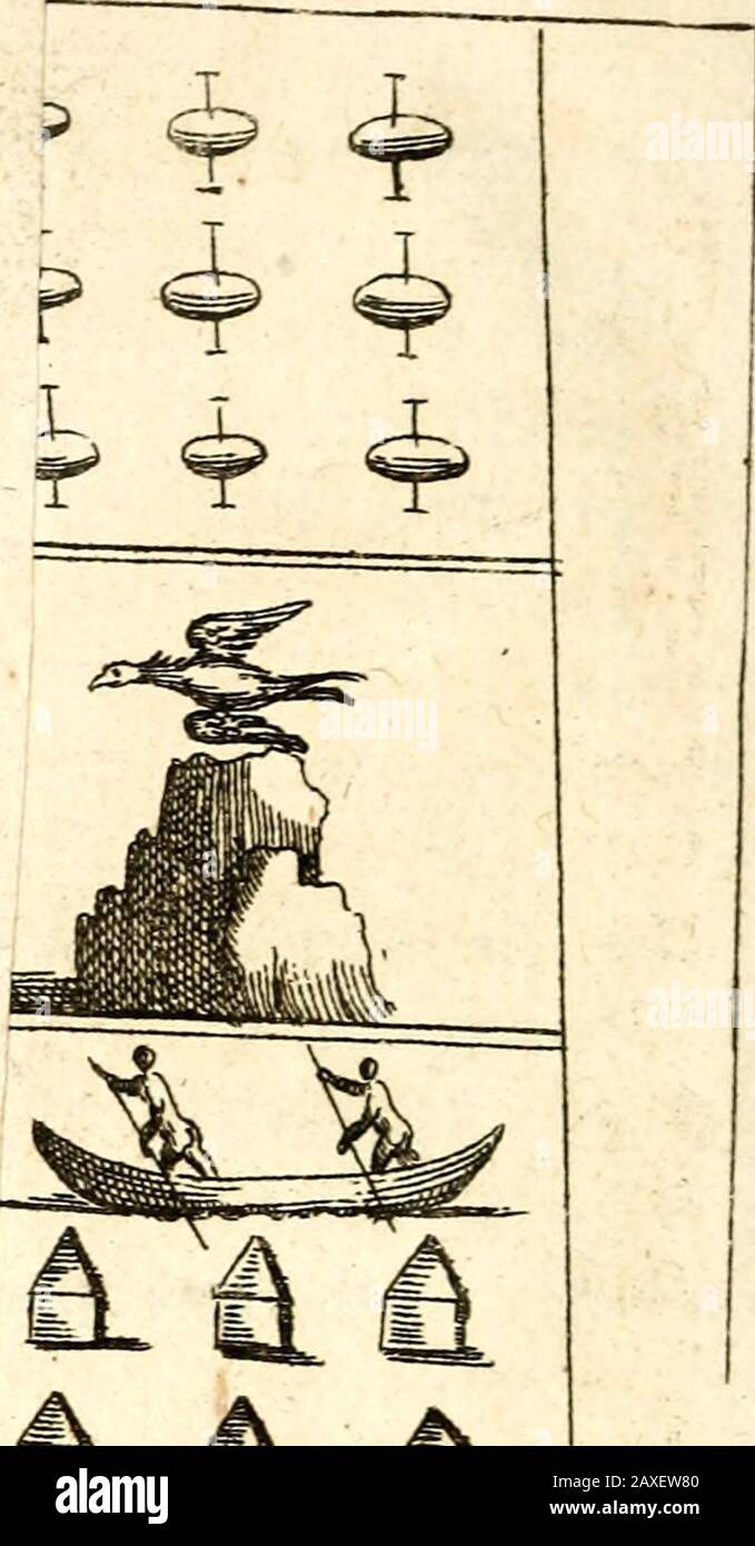 Voyages du baron de Lahontan dans l'Amérique Septentrionale, qui containennent une réation des différens peupupuples qui y habitent ..l'avantage que l'Angleterre peut retirer de ce païs, étant en guerre avec la France .. . 9 II ^ ^-&lt;- prop Viïh en ic le te dent que le ID&lt; cnvo la rec leion iefo Caluj qui d en C Chai a ces, quil;j;uresjen fmais;dexcleur jces A Loquec. É^è^â. à^M-CÂ. Î&gt; e l a m e ri QJU E. 2Ù^^droit que ce puKte être , les vainqueurs ont?le foin de peler des arbres jufquà cinq oulîx pieds de hauteur à tous les endroits ou.ils sarrêtent en sen retournant en leurs^PâYs ; enfu Foto Stock