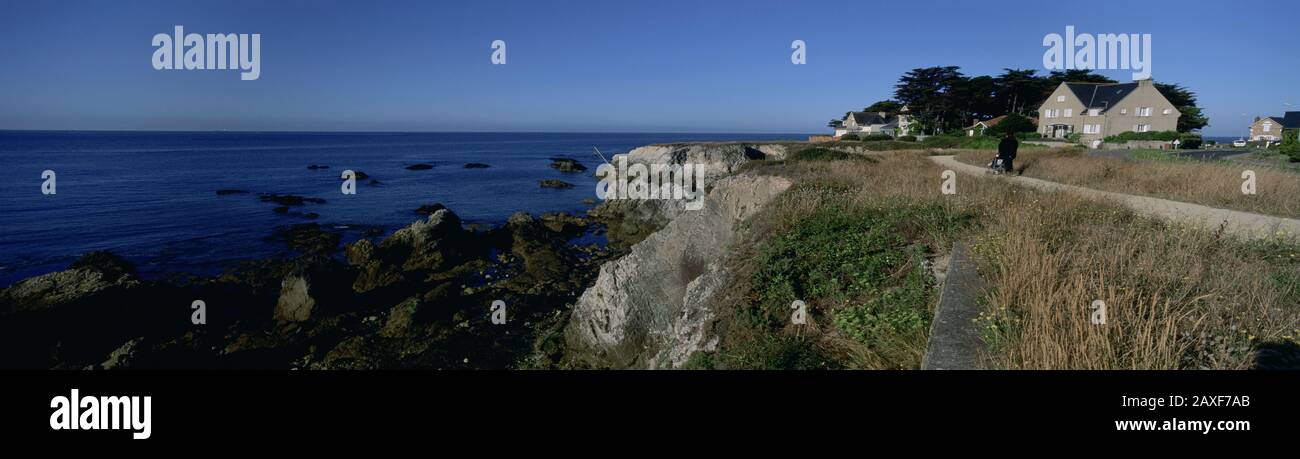 Edifici sul lungomare, le Pouliguen, Loire-Atlantique, Francia Foto Stock