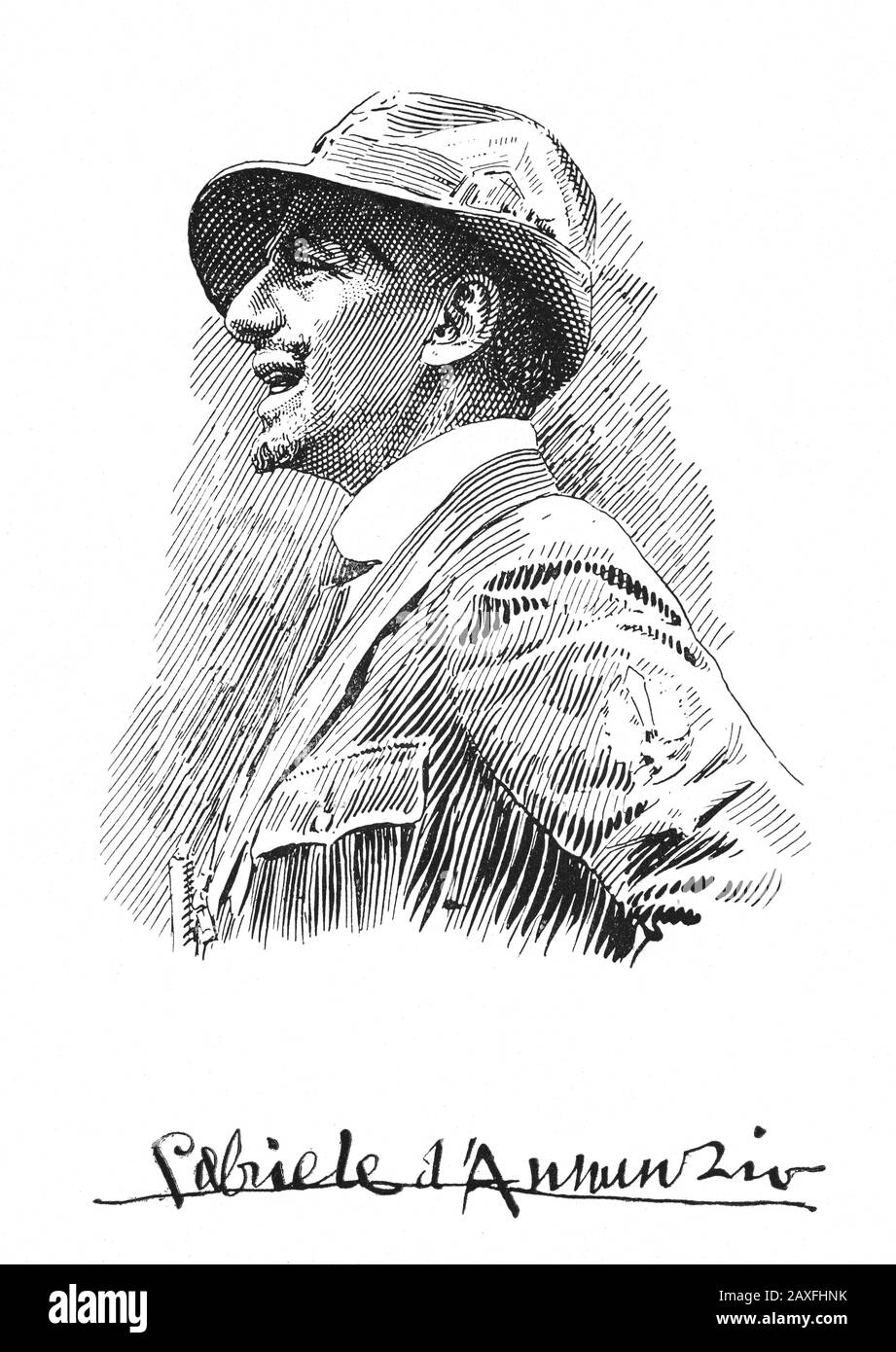 1920 , FIUME : poeta, politico e scrittore italiano GABRIELE D'ANNUNZIO ( 1863 - 1938 ) Durante la Guerra Fiumana nel vestito militare DI ARDISTI - SCRITTORE - LETTERATURA - LETTERATURA - letterato - POETA - POESIA - POESIA - Dannunzio - WWI - WORLD WAR i - PRIMA GUERRA Mondiale - GRANDE GUERRA - ARDITO - ARDITITO - ARDITISMO - uniforme - visto - uniforme militare - d'Annunzio - DANNUNZIO - D'ANNUNZIO - D' ANNUNZIO - incisione - illustrazione - illustrazione © Archivio GBB / Foto Stock