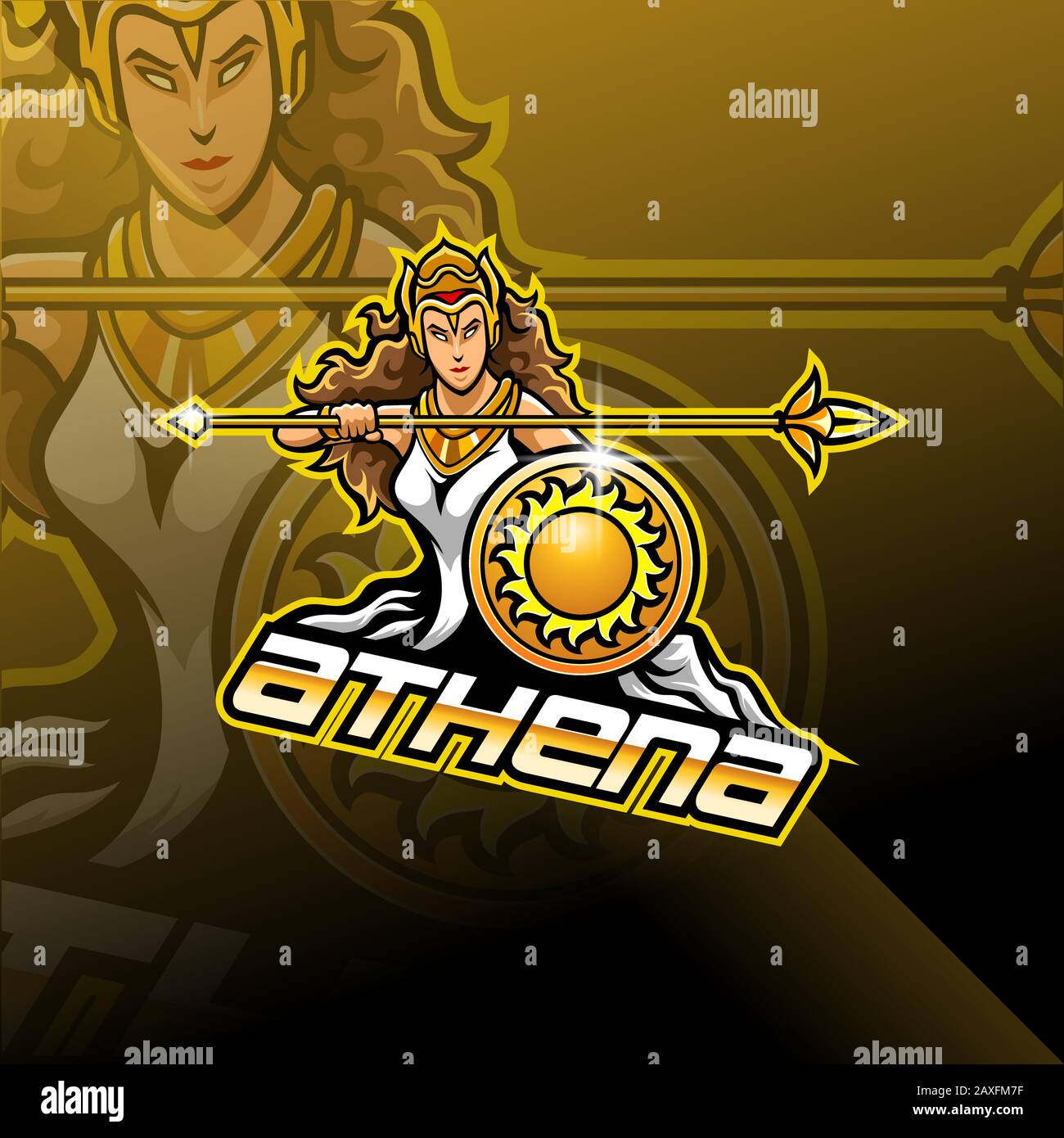 Logo Athena esport mascotte Illustrazione Vettoriale