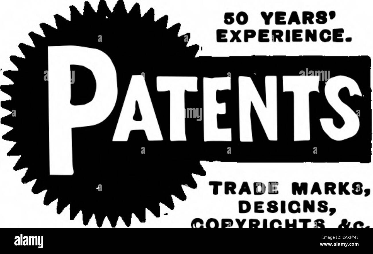 Volume Americano Scientifico 77 Numero 05 (Luglio 1897) . LE MACCHIE UNeed inviano TOF. E. Bailey, per OpticalCatalog, esempio di caso FREEcon Outfit. F. E. Bailey, 271 Wabash Avenue, Chicago, Illinois. 50 ANNI DI ESPERIENZA. MARCHI, DISEGNI, OOPYRICHTS AC. Chiunque invii uno schizzo e una descrizione marapidamente accertare, libero, se un'invenzione probabilmente brevettabile. Comunicazioni strettamente confidenziali. La più antica agenzia per la protezione delle patentiin America. Abbiamo un ufficio di Washington. Brevetti presi attraverso Munn & Co receespecial avviso Nel SCIENTIFICO AMERICANO, splendidamente illustrato, più grande circolazione ofan Foto Stock