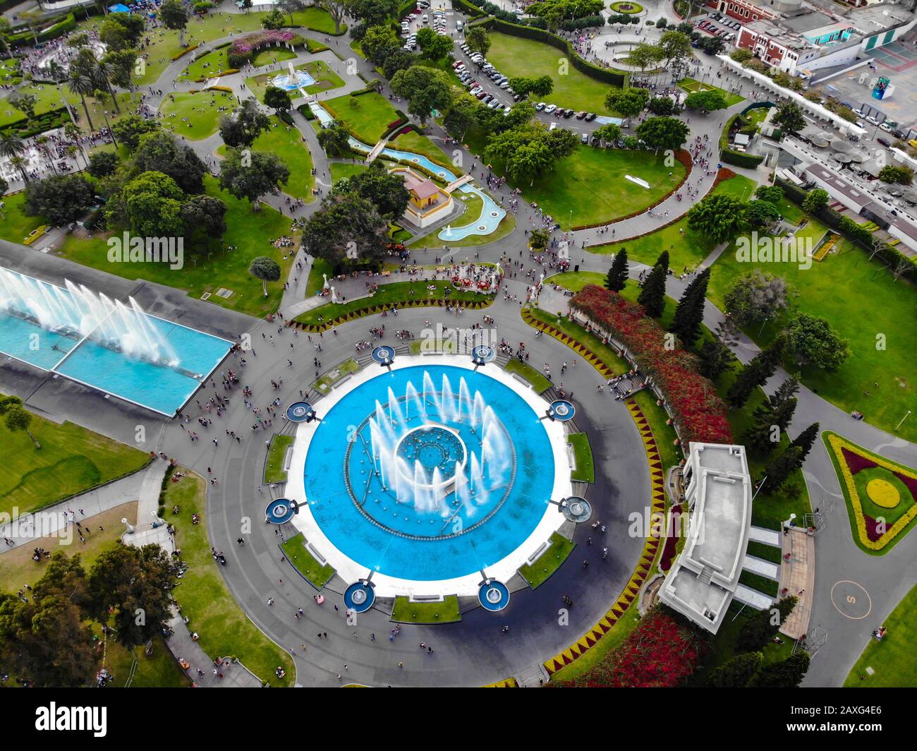 Sky view Magic Water Circuit al Parco Della Riserva (il più grande  complesso fontana del mondo) a Lima, Perù Foto stock - Alamy