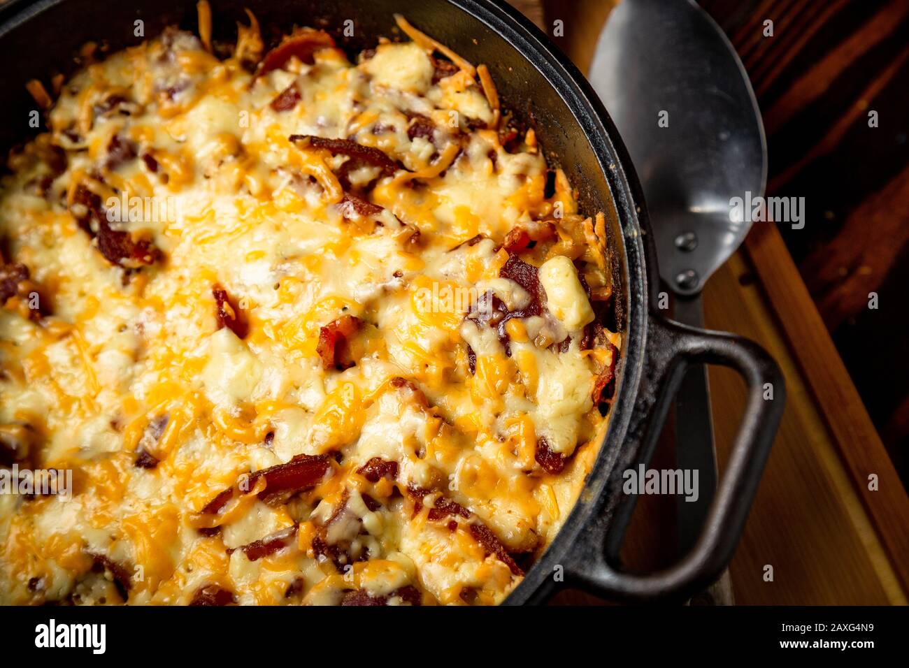 Formaggio E Bacon Americano Fuso E Macaroni Fatti In Casa Foto Stock