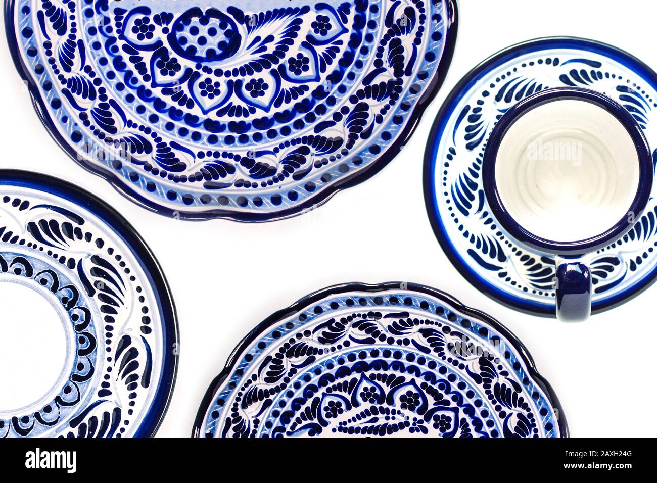 La ceramica messicana, conosciuta come Talavera poblana, è uno stile tradizionale di Puebla, Messico Foto Stock