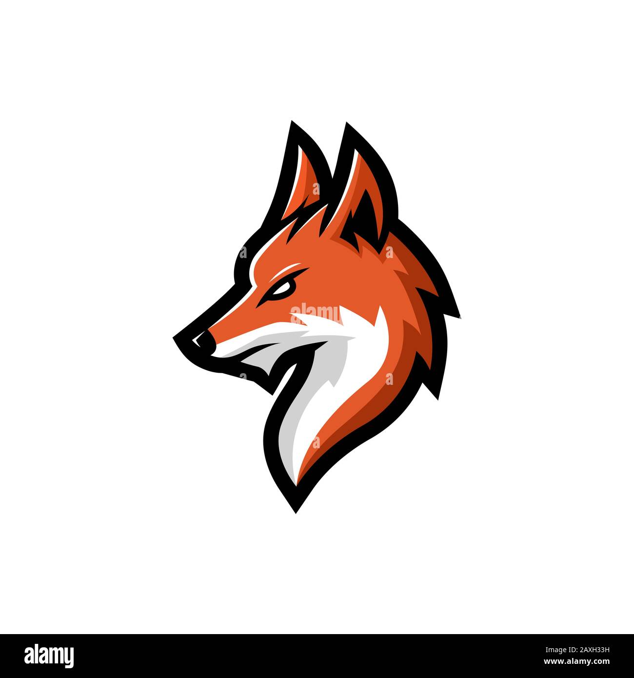 Fox testa mascotte logo vettore illustrazione, con un occhio saggio guardare, adatto per il team sportivo mascotte logo, e sport team ecc Illustrazione Vettoriale