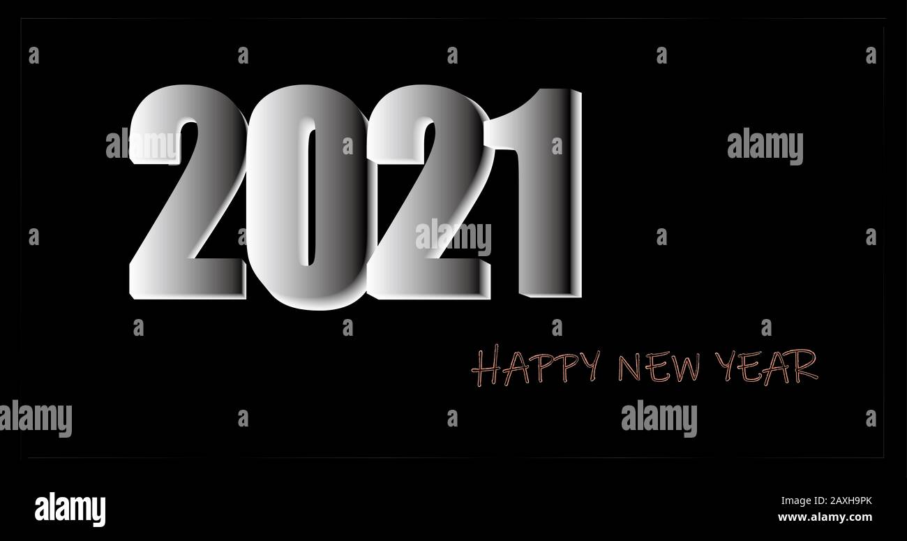 La 2021 Felice anno nuovo elegante biglietto di auguri vettore illustrazione Foto Stock