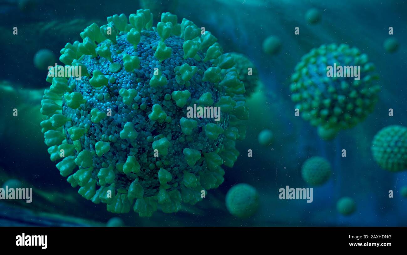 coronavirus, virus che causano infezioni respiratorie e il raffreddore comune, microbiologia da vicino Foto Stock