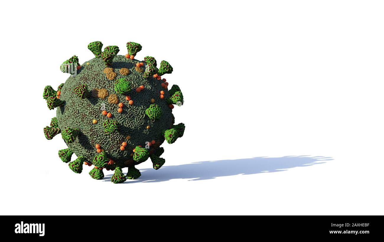 coronavirus, virus che causa infezioni respiratorie e il comune raffreddore isolato su sfondo bianco Foto Stock