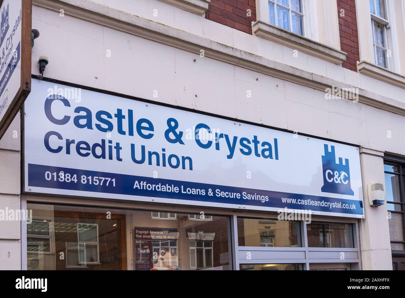 Ufficio Castle and Crystal Credit Union di Dudley, West Midlands, Regno Unito Foto Stock