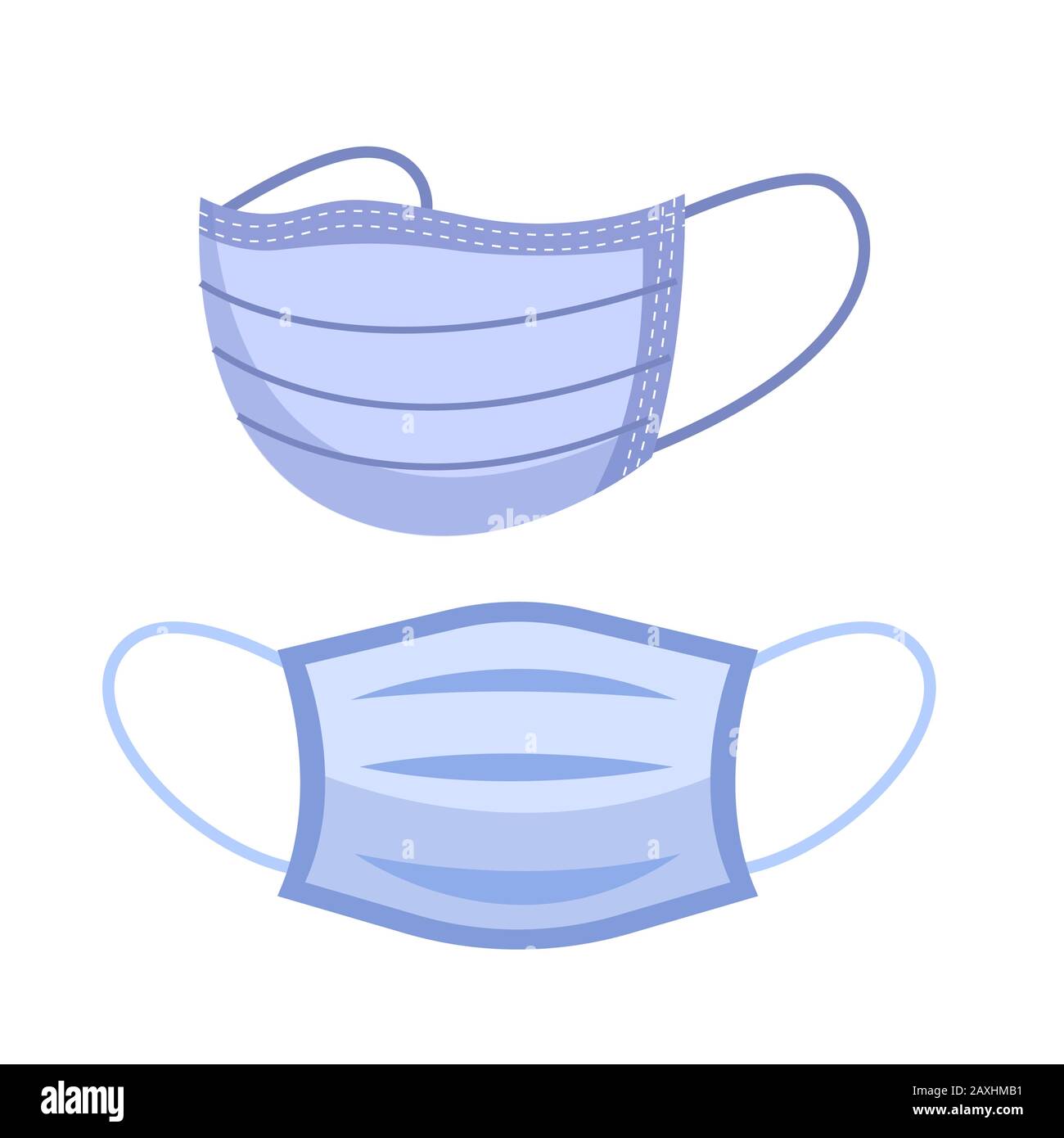 Maschere facciali colorate per l'inquinamento dell'aria, isolate, con maschera per virus medici, protezione contro il coronavirus e assistenza sanitaria, illustrazione vettoriale Illustrazione Vettoriale