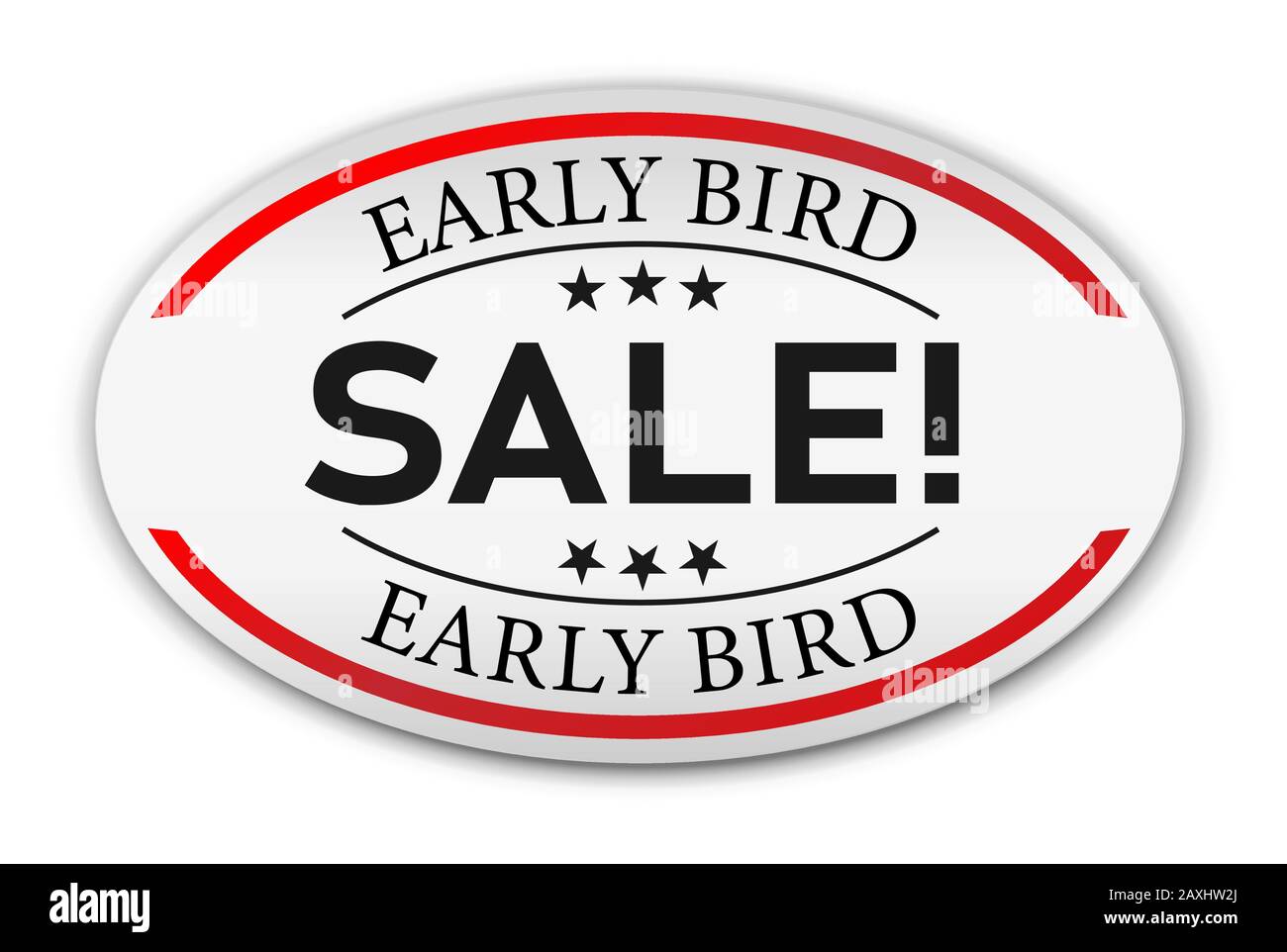 Badge sconto Early Bird sale su sfondo bianco Illustrazione Vettoriale