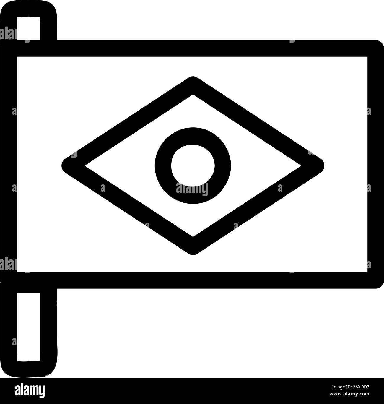 Vettore icona bandiera Brasile. Segno di linea sottile. Illustrazione del simbolo del contorno isolato Illustrazione Vettoriale