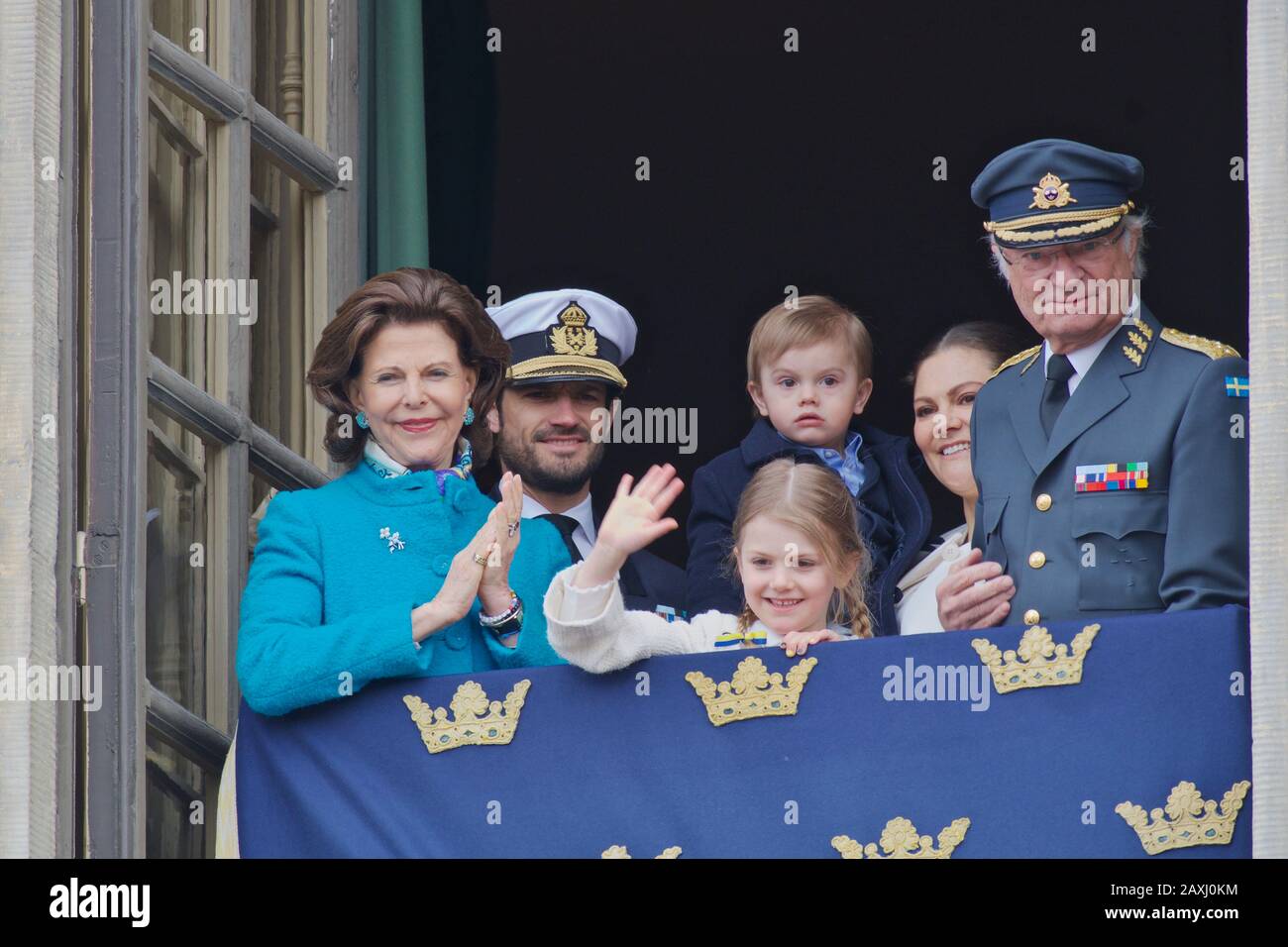 Stoccolma, SVEZIA - 30 APRILE 2018: La celebrazione del re Carl XVI Gustaf 72 anni, presso il Palazzo reale. Foto Stock