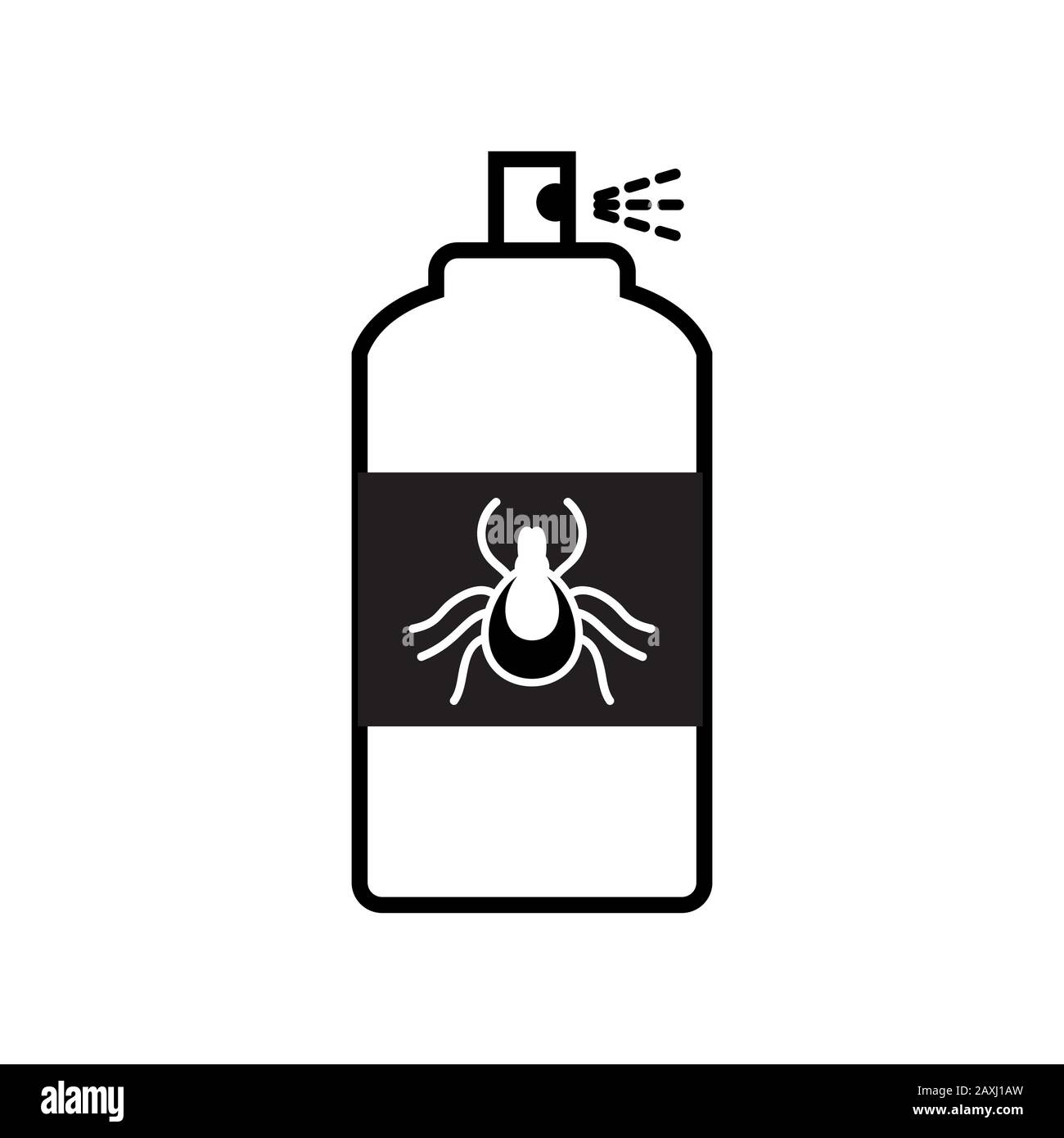 Icona vettore flacone spray per mite. Cartello di arresto di insetto. Illustrazione Vettoriale