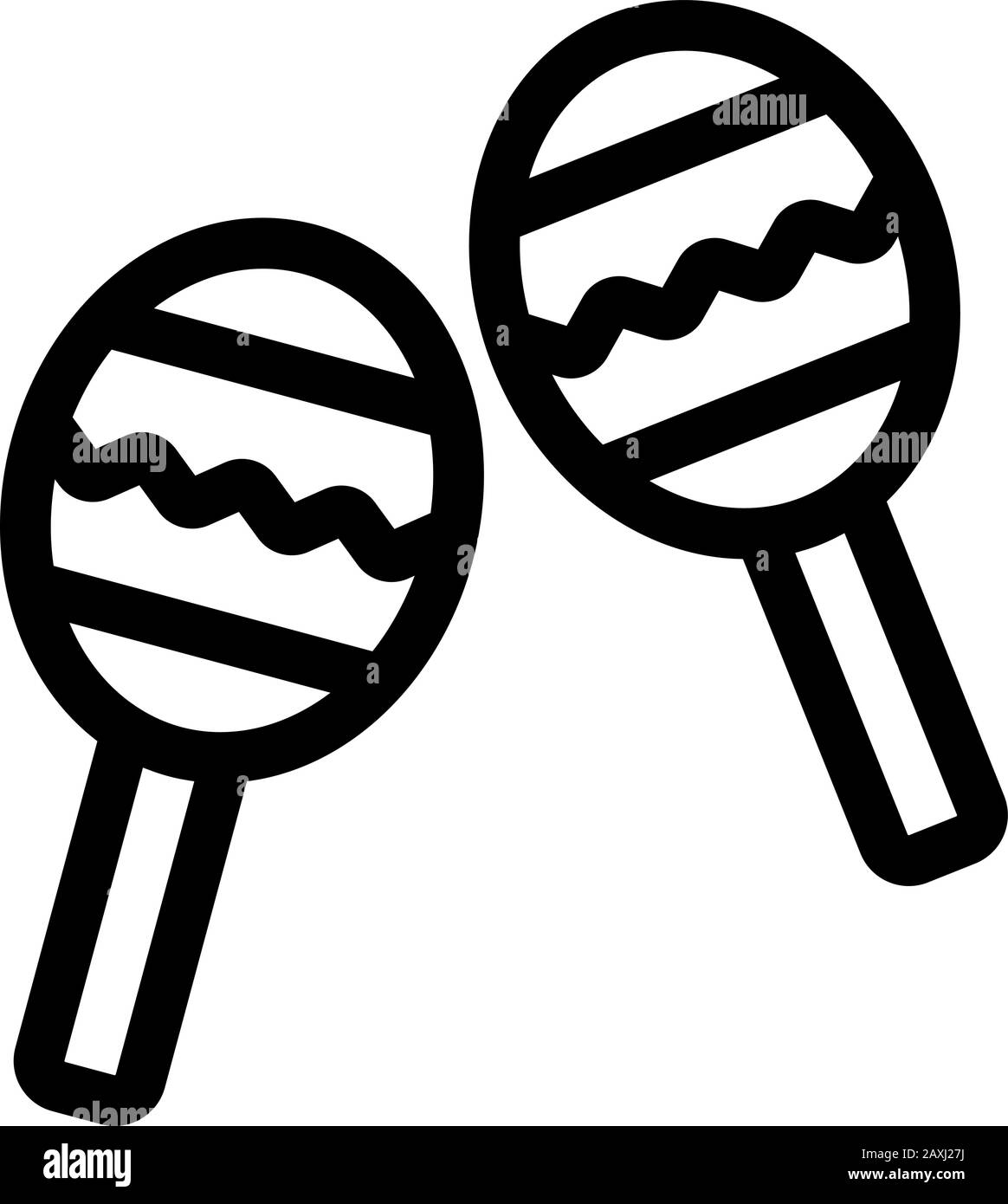 Vettore icona Maracas. Segno di linea sottile. Illustrazione del simbolo del contorno isolato Illustrazione Vettoriale