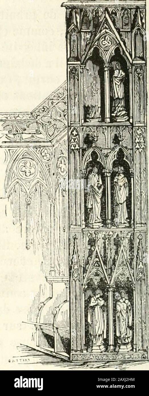 Revue de l'art chrétien . Stalles do la Chaise-Dieu. Quun insettte semblerait devoir les briser. Et cependant les fibres de cpchêne résistent sous une forte main, comme sous laction incessante do Foto Stock
