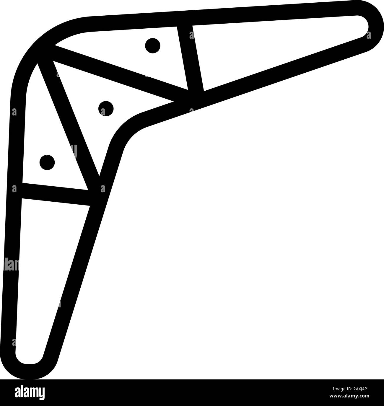 Vettore icona boomerang. Segno di linea sottile. Illustrazione del simbolo del contorno isolato Illustrazione Vettoriale
